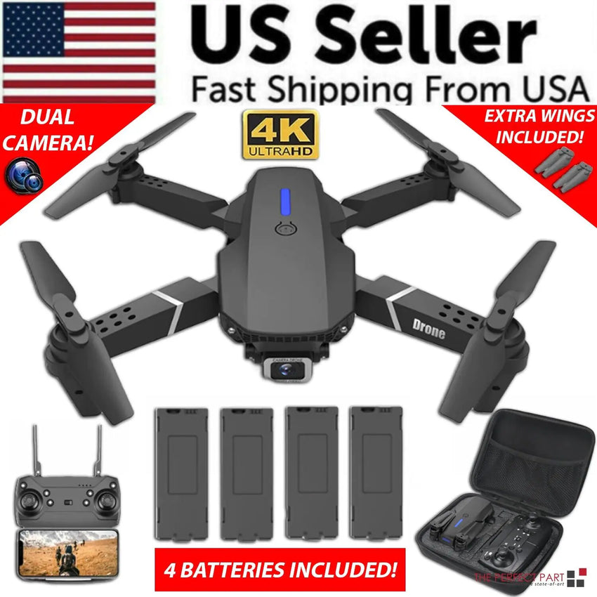 Foldable 4K HD Dual Camera Drone – Aerial Photography | Includes 4 Batteries